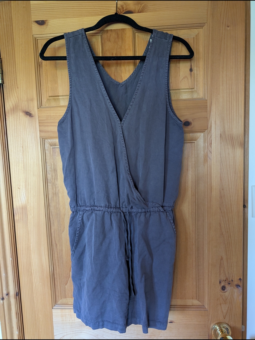 Sleeveless V-Neck Romper in Slate Gray